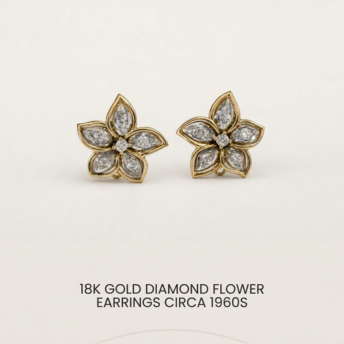Flower diamond earrings with the Just Sold label removed