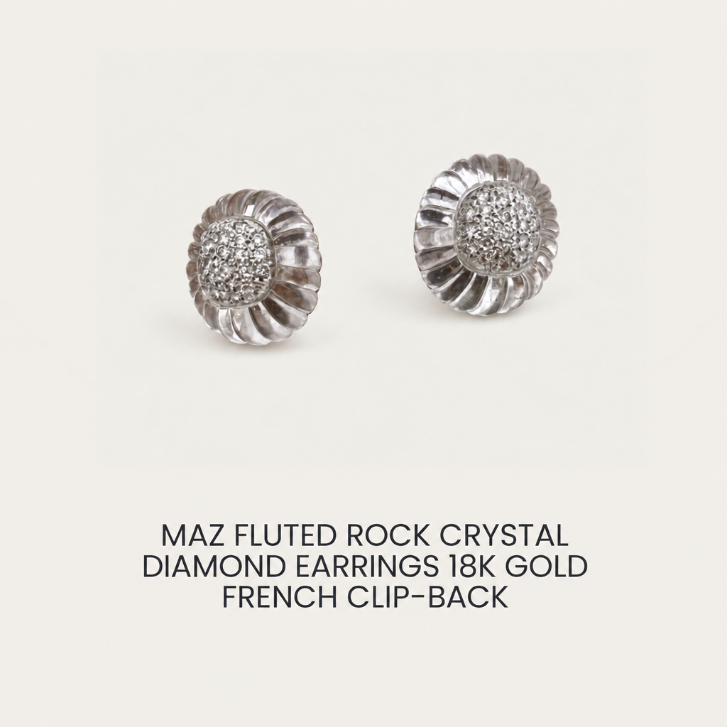 Rock crystal earrings with the printed prices removed